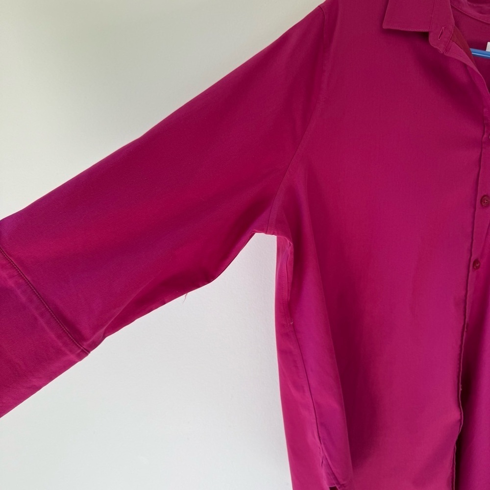 Chico’s Magenta Button-Down Blouse Size 3 (US 18) Long Sleeve Stretch - Picture 2 of 8